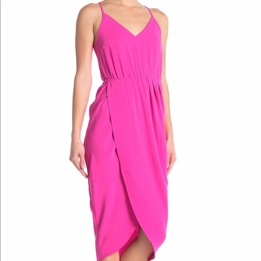 V neck racer back dress in pink